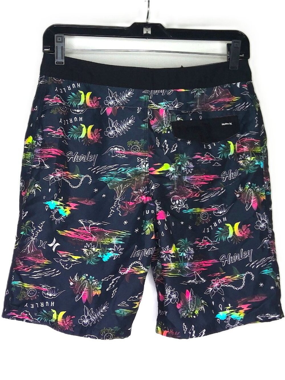 Hurley Boy's Board Shorts Tropical Floral Surf Skull Palm Tree Print Sz 14 / 27